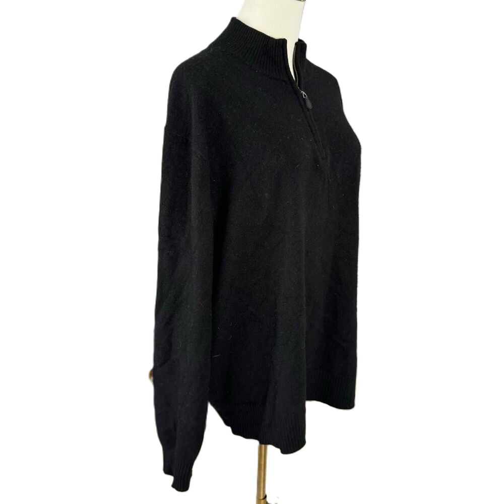 Daniel Bishop Black Cashmere Quarter Zip Pullover Basic Sweater Long Sleeve XL - Picture 8 of 13